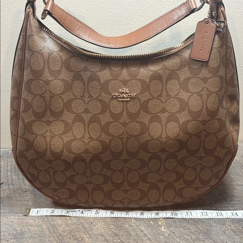 Coach Harley Hobo Tan signature C Shoulder Saddle Bag purse tote - Picture 16 of 16